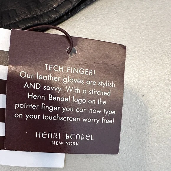 henri bendel Black Long Leather Gloves with Embellished Logo - Picture 7 of 8